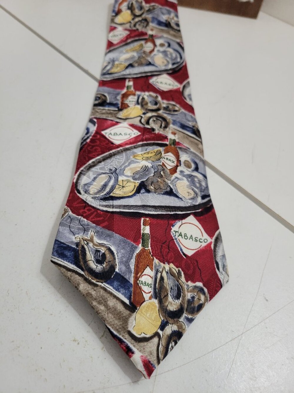 Tabasco 100% Silk Tie with Oysters and Shrimp